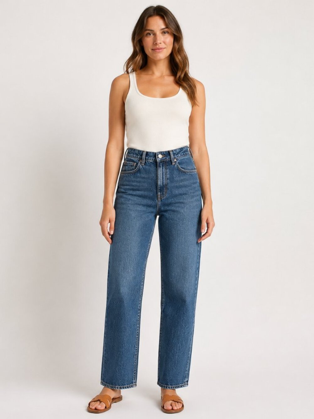 NWT KARVE Women’s High Rise Straight Leg Vintage Blue Stone Wash Jeans Size S